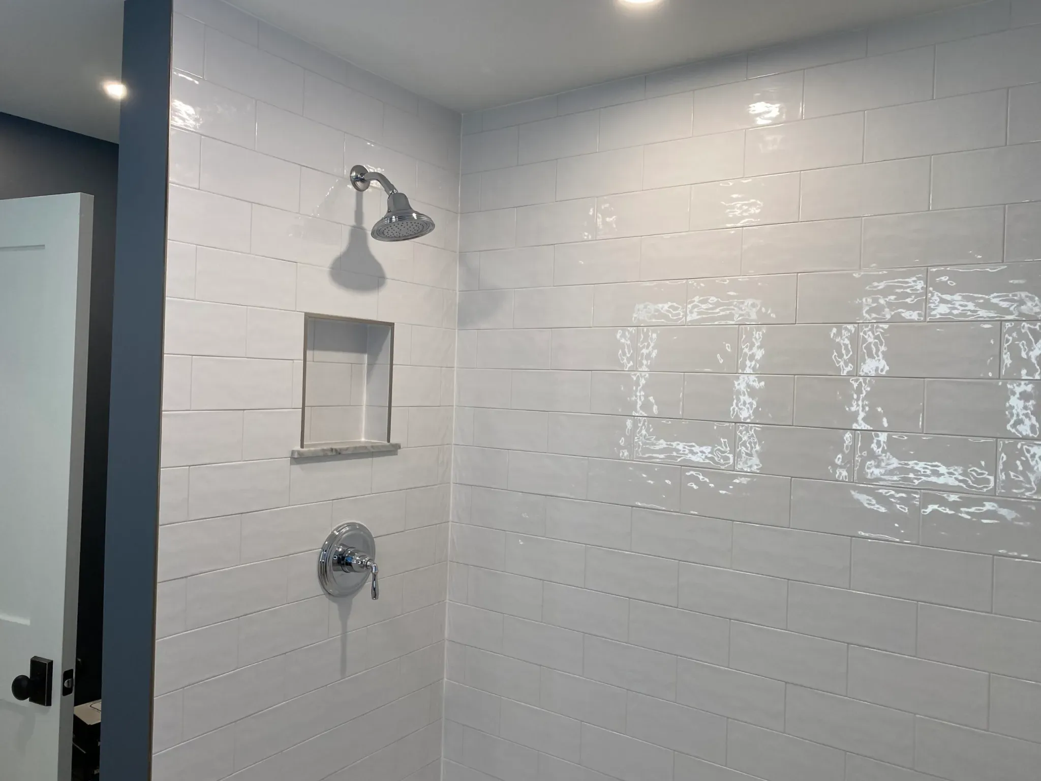 Custom tiled walk-in shower bathroom remodel