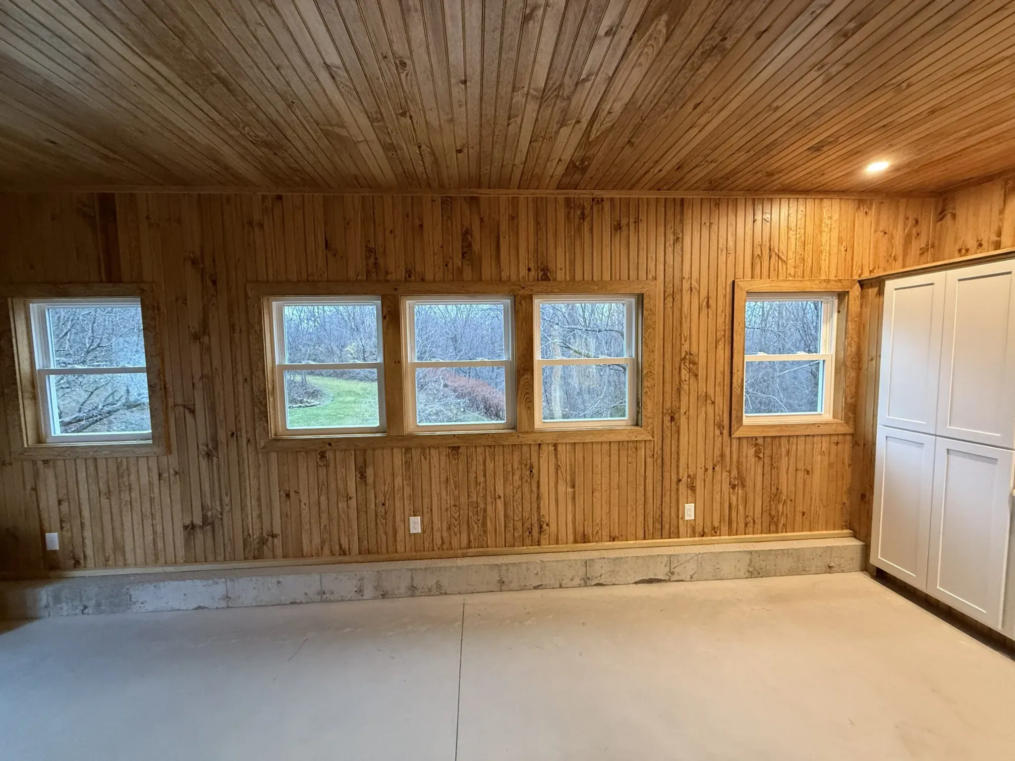 Garage cabana knotty pine interior