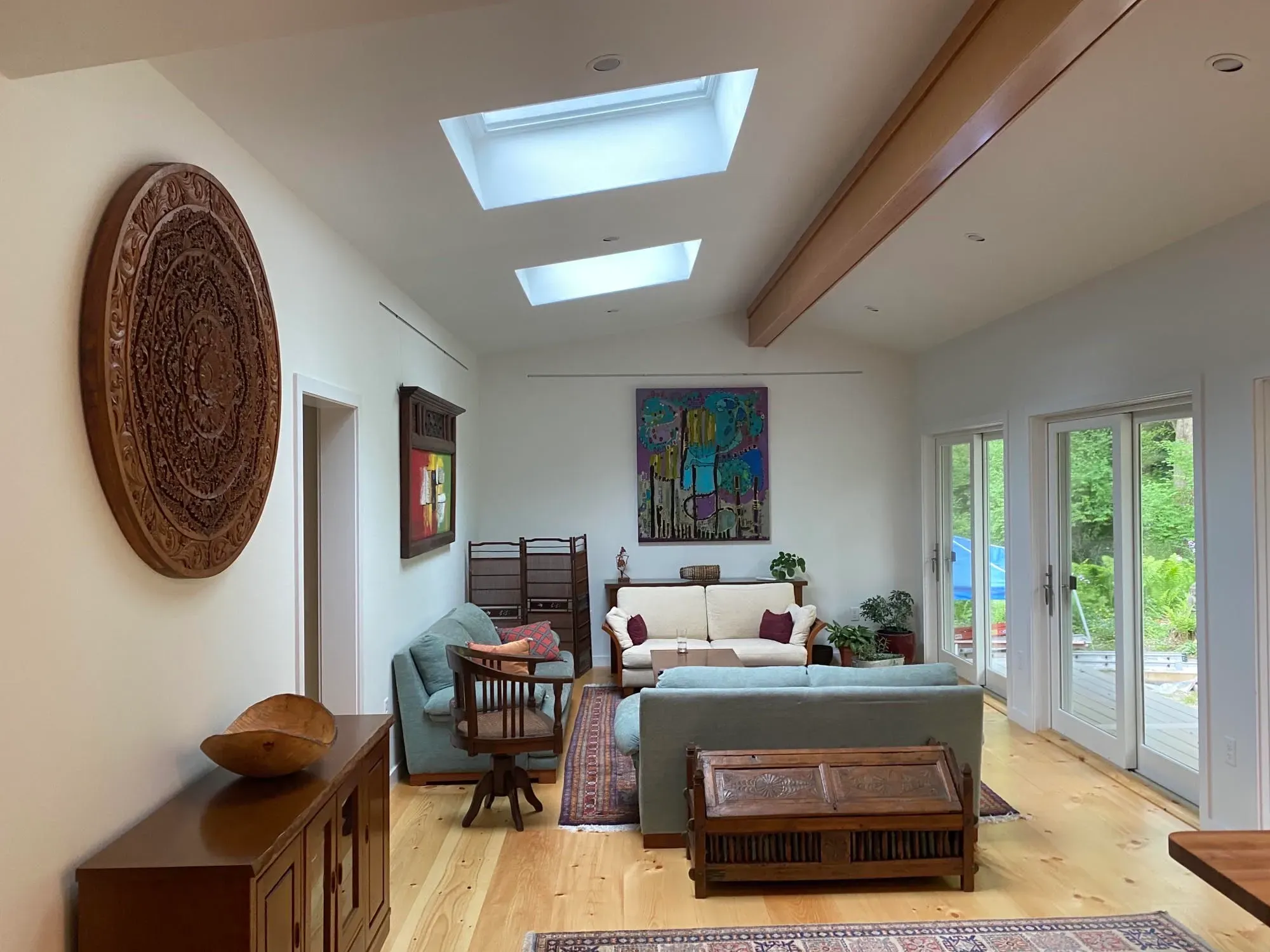 Living room remodel with skylights