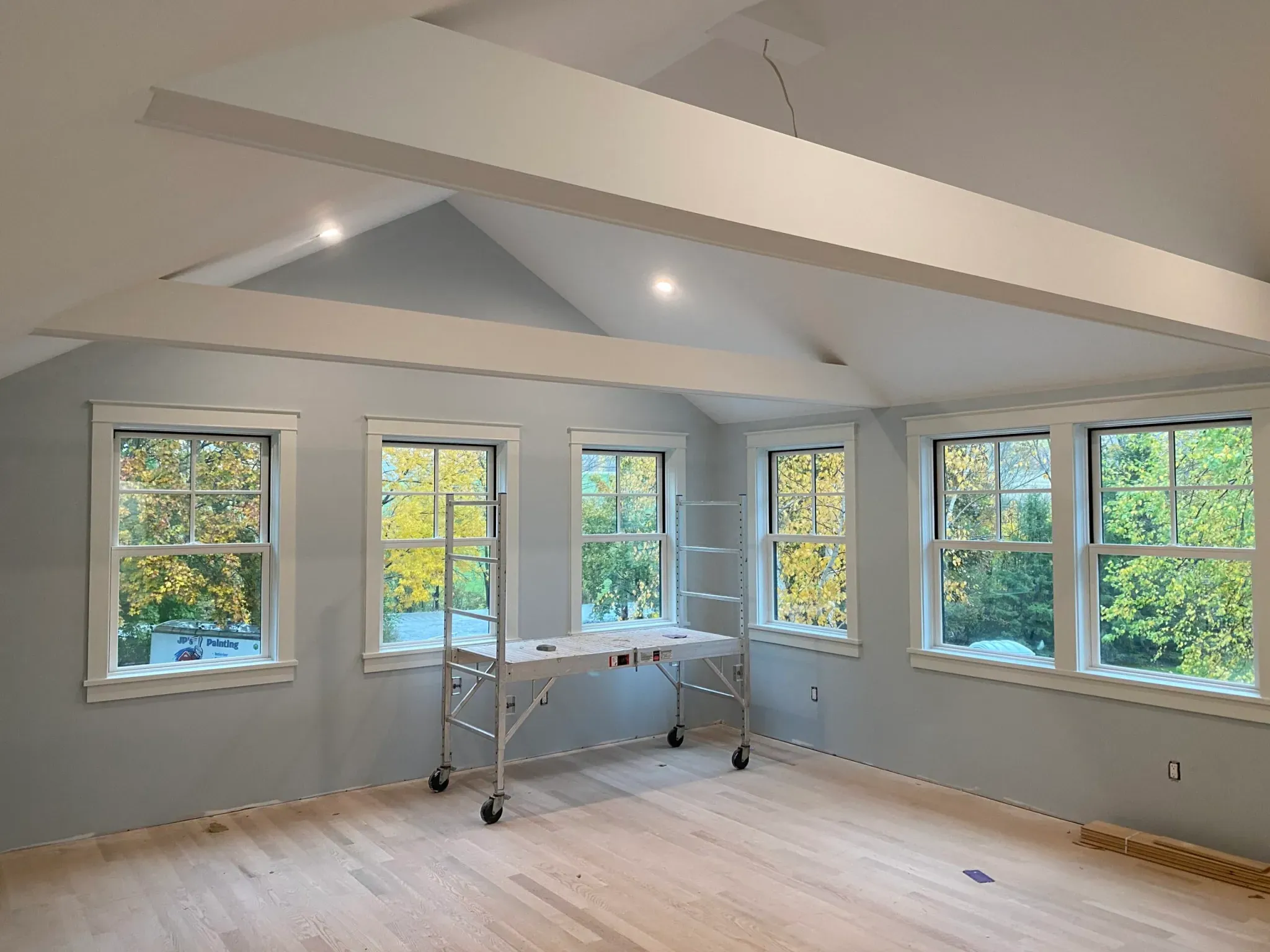 Vaulted ceiling addition under construction
